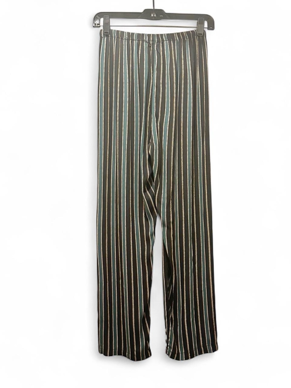 Brandy Melville Frankie Striped Pants Black Green Yellow Tan Elastic Waist Italy